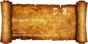 Dragan Milán névjegykártya